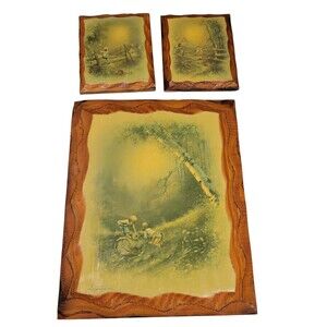 Vintage Andres Orpinas Print Boy Girl Fence Woods Lot Of 3 Country Kids